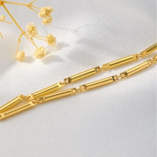 Collar de cobre europeo y americano con cadena de semillas de melón y diamantes para mujer