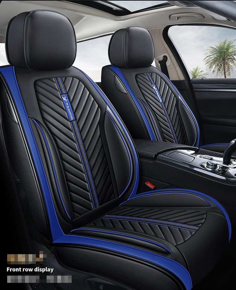 Funda de asiento de coche de piel sintética con cojín para 5 plazas, juego completo, delantera y trasera, calidad prémium