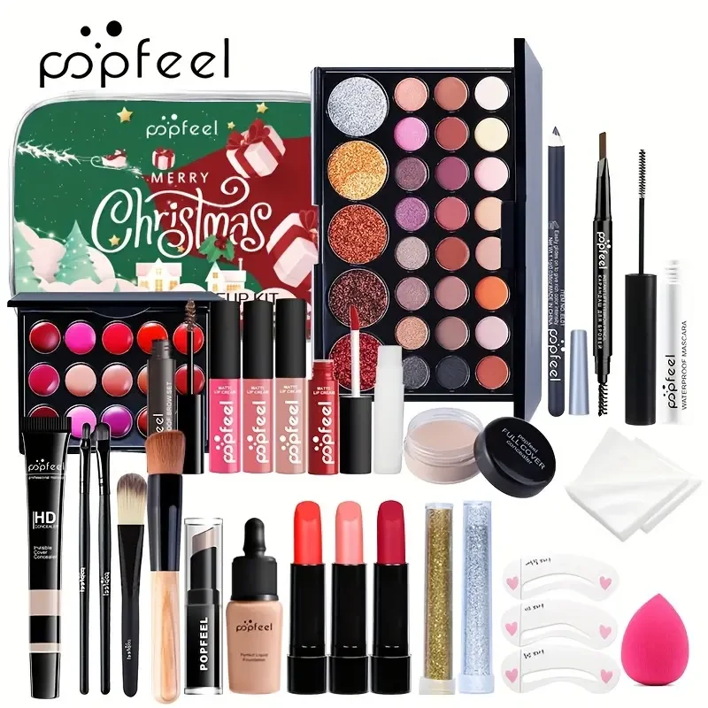 Kit de maquillaje navideño: set completo de cosméticos para actuaciones en el escenario y en días festivos