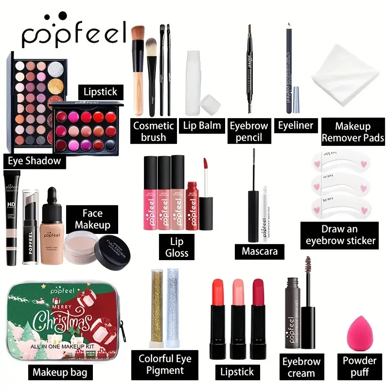 Kit de maquillaje navideño: set completo de cosméticos para actuaciones en el escenario y en días festivos
