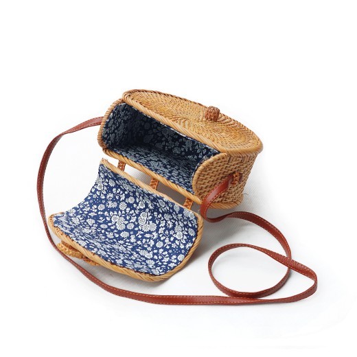 Bolso de ratán tejido, bolso de hombro semicircular, bolso de ratán tejido, bolso de mensajero