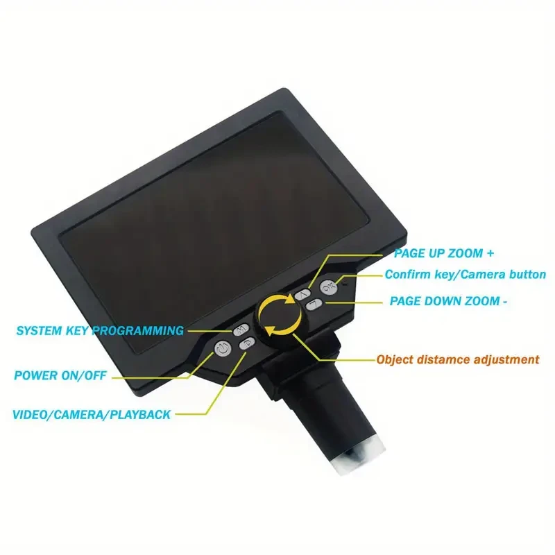 Microscopio digital Lixada G1200, pantalla LCD de 17,78 cm, 12 MP, zoom de 1-1200X, soporte de aluminio, luces LED duales, ideal para ocasiones especiales, ideal para Año Nuevo, Halloween y Navidad. Herramienta educativa para pasatiempos.