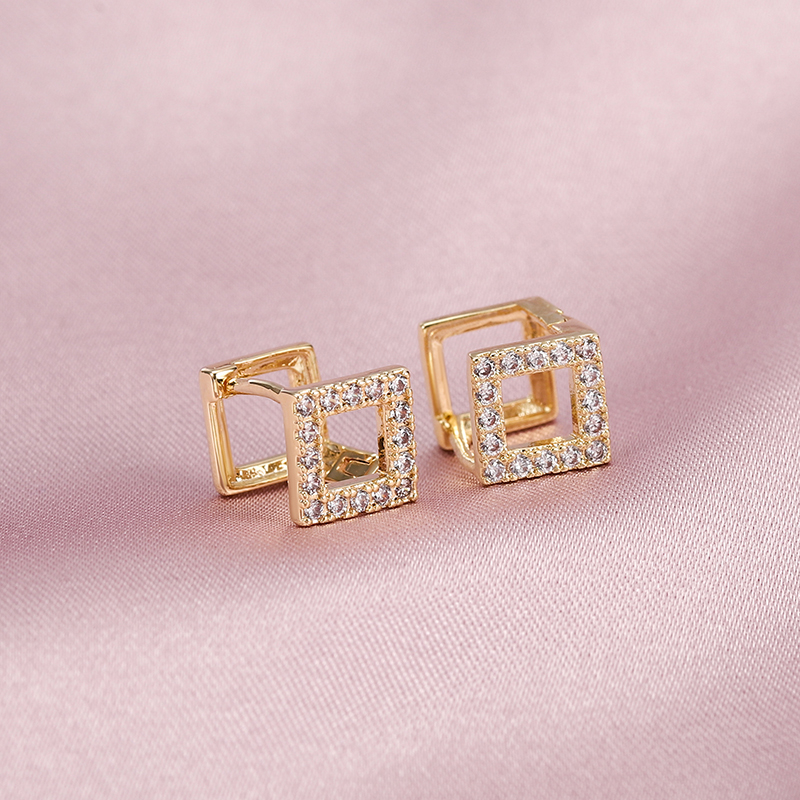 Pendientes de bronce Pendientes geométricos trapezoidales Pendientes de viento de metal