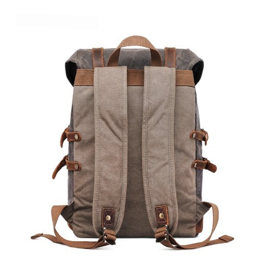 Mochila de senderismo retro de cuero Crazy Horse, estilo casual, de lona y cera al óleo