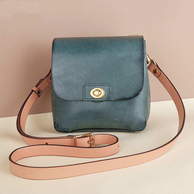 Bolso bandolera retro de piel de esqueleto para mujer