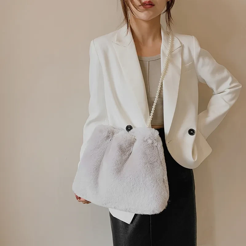 Bolso bandolera de un solo hombro con perlas de gran capacidad para mujer