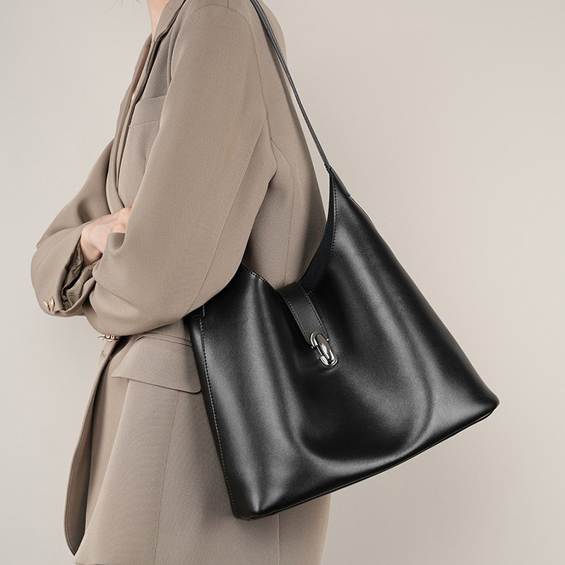 Bolso de mano portátil Niche de piel de vaca, de gran capacidad, para hombro y axila.
