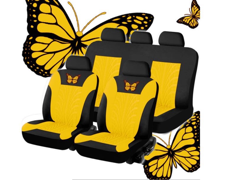 Fundas de asiento de coche, camión, SUV, furgoneta, protectores universales de poliéster con diseño de mariposas