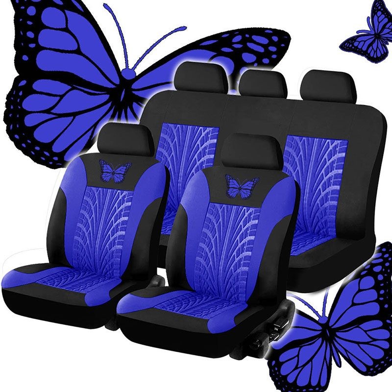 Fundas de asiento de coche, camión, SUV, furgoneta, protectores universales de poliéster con diseño de mariposas
