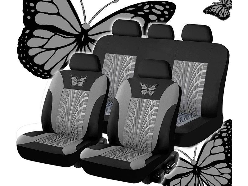 Fundas de asiento de coche, camión, SUV, furgoneta, protectores universales de poliéster con diseño de mariposas