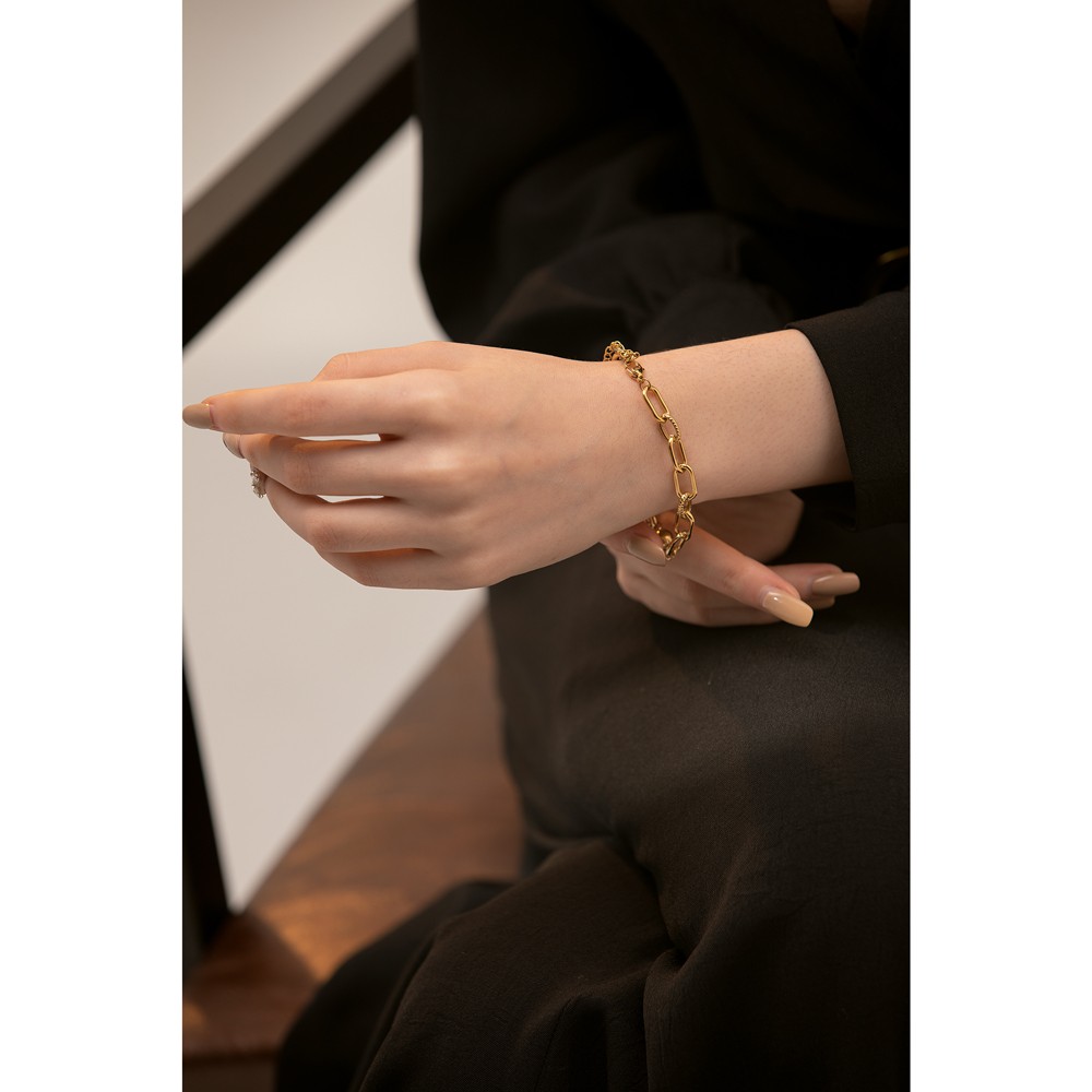 Nueva pulsera dorada de acero inoxidable Yhpup