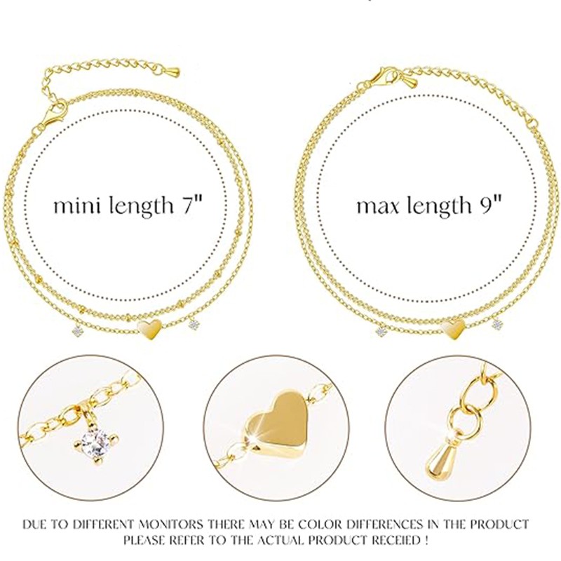 Delicada pulsera de corazón chapada en oro de 14 quilates