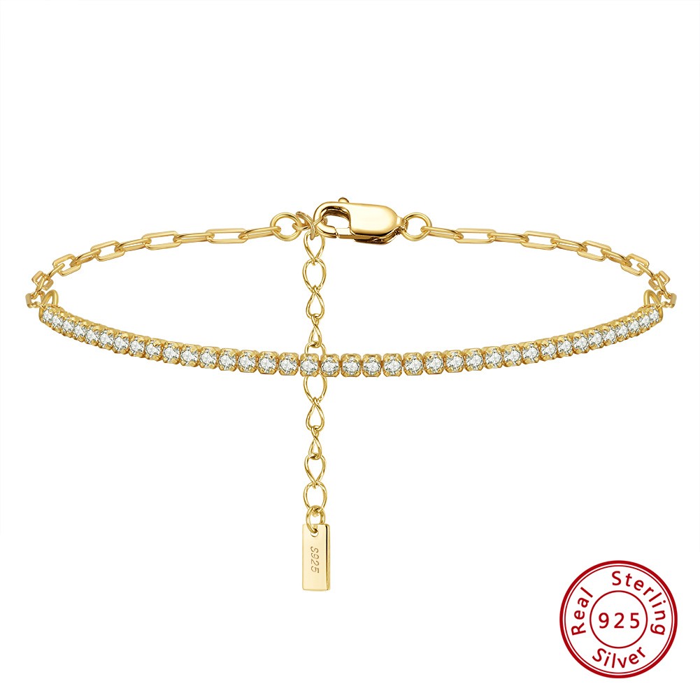 Pulsera de tenis con cadena de clip chapada en oro de 14 quilates de ORSA JEWELS