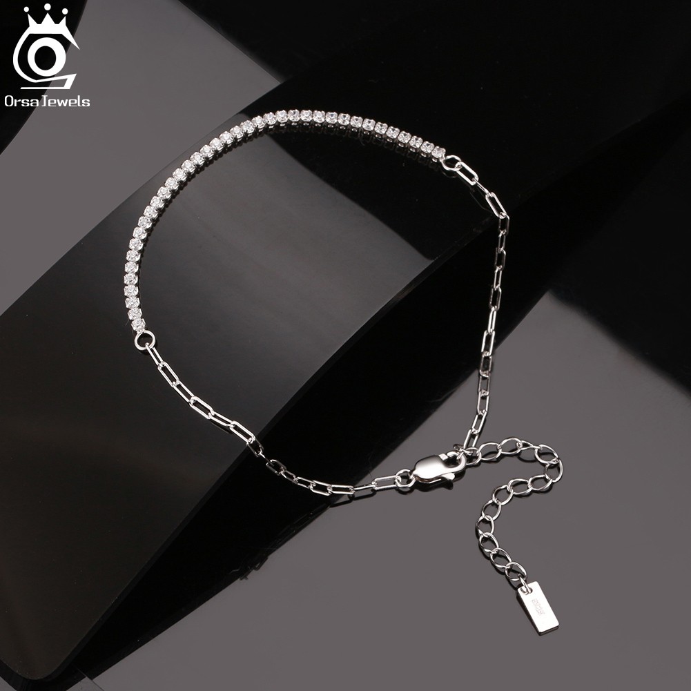 Pulsera de tenis con cadena de clip chapada en oro de 14 quilates de ORSA JEWELS