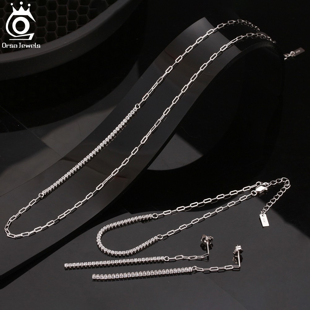 Pulsera de tenis con cadena de clip chapada en oro de 14 quilates de ORSA JEWELS