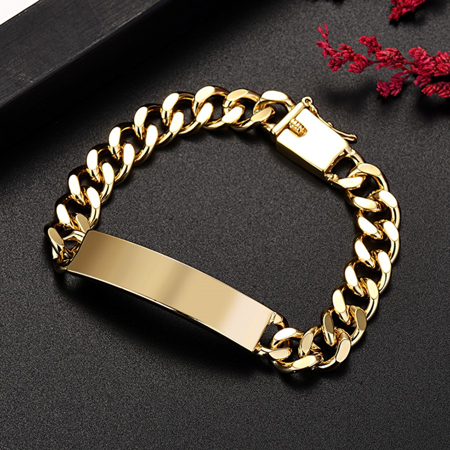 Pulsera de cadena lateral chapada en oro de 18 quilates estilo boutique