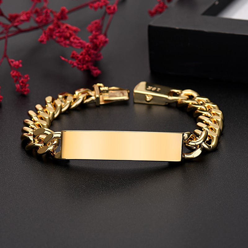 Pulsera de cadena lateral chapada en oro de 18 quilates estilo boutique