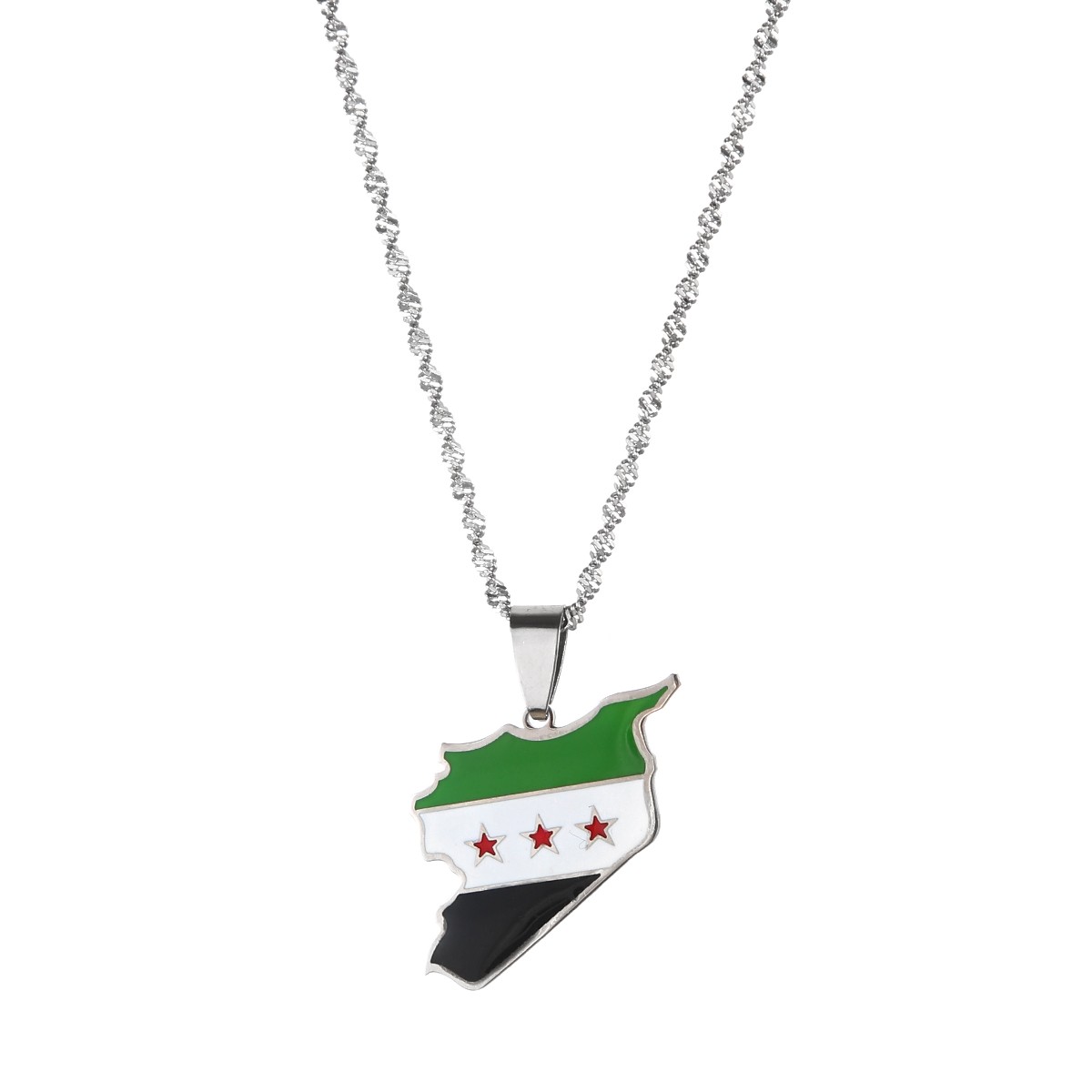 Collar con colgante de mapa y bandera de Siria