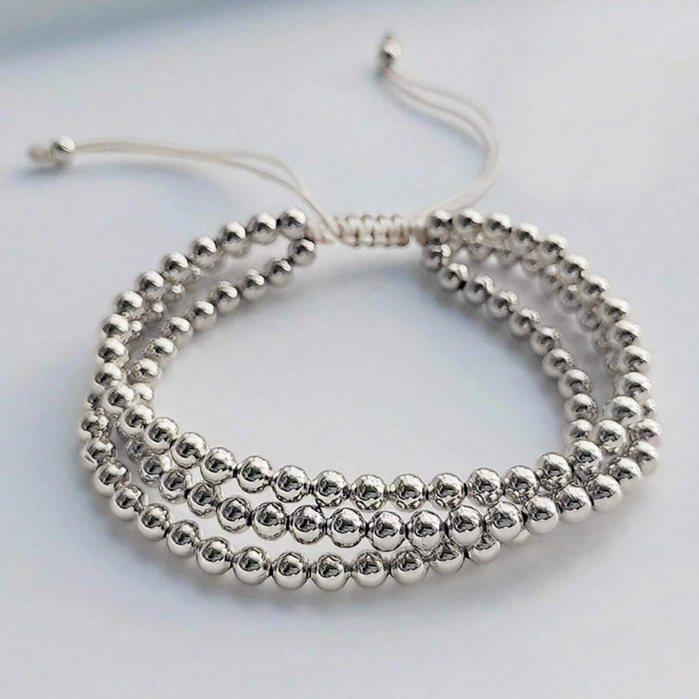 Pulsera de cuentas multicapa impermeable KKBEAD chapada en oro de 18 quilates