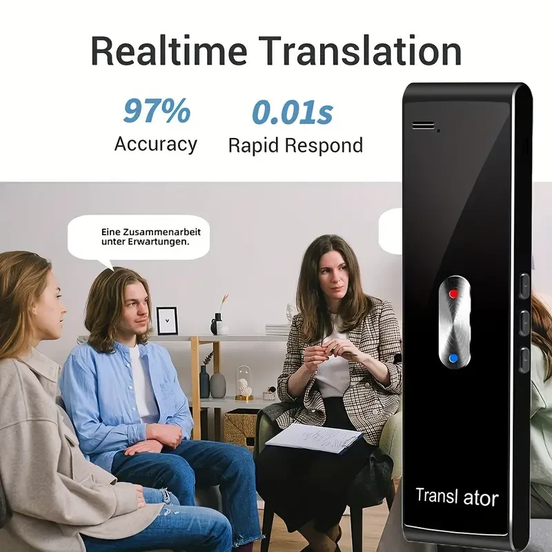 Dispositivo traductor de voz en tiempo real con compatibilidad con 137 idiomas para viajes, aprendizaje, compras, negocios, chat y grabación.