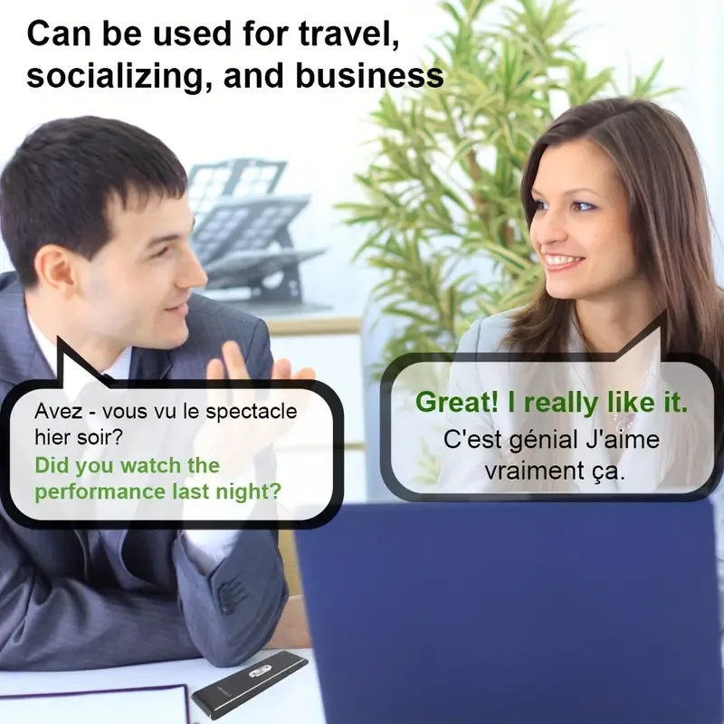 Dispositivo traductor de voz en tiempo real con compatibilidad con 137 idiomas para viajes, aprendizaje, compras, negocios, chat y grabación.