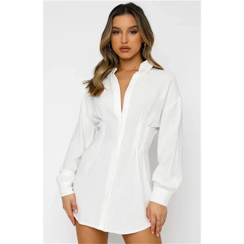 Ropa de mujer Blusa Cuello Vestido ajustado a la cintura