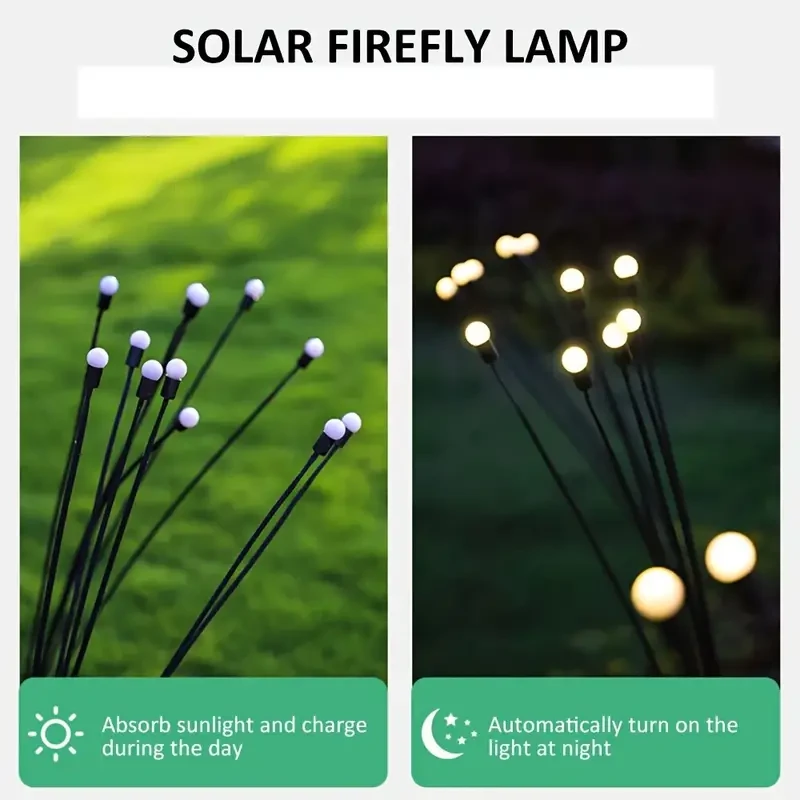 Luces solares de luciérnaga para exteriores, impermeables