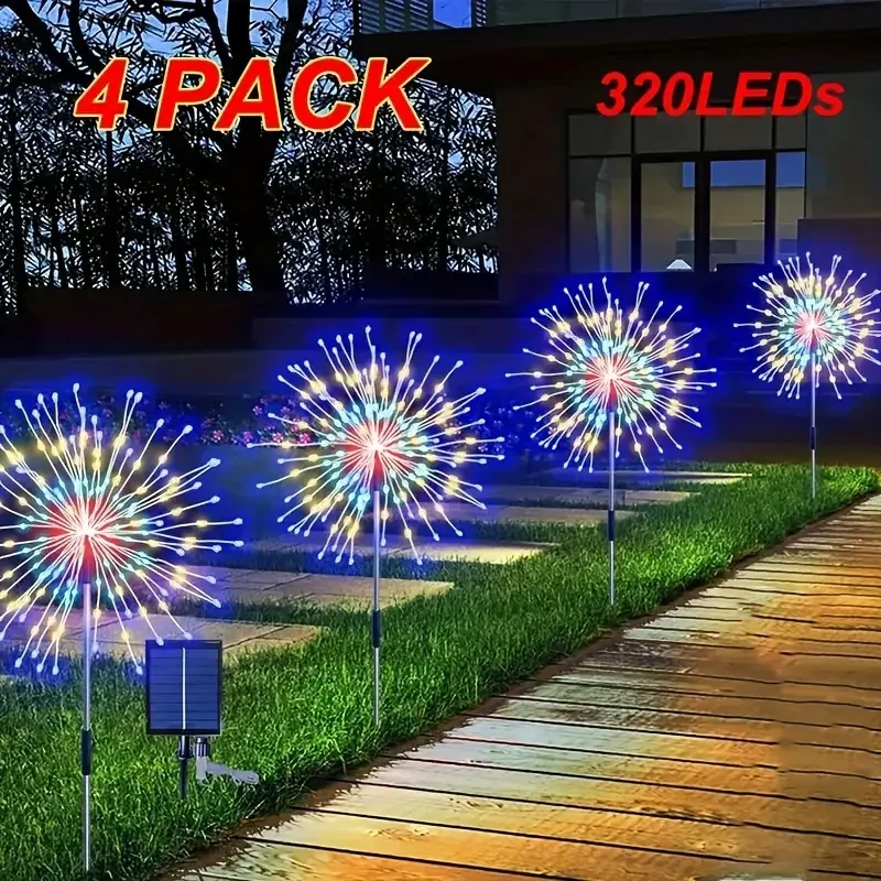 4 luces LED solares para jardín al aire libre