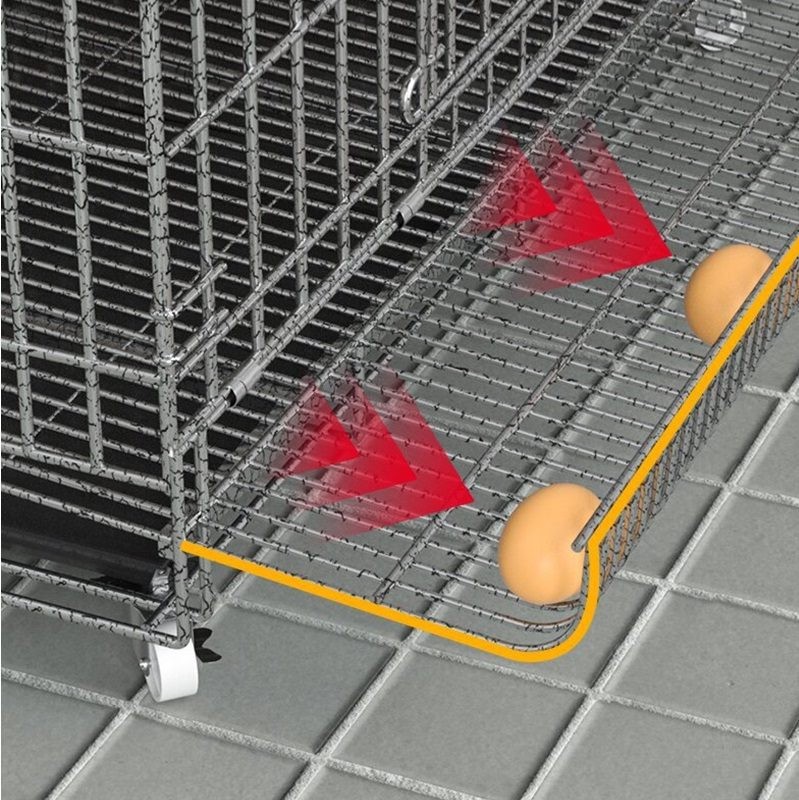 Gallinero de 120 cm, jaula metálica plegable y duradera con bandeja para huevos, ruedas y cubierta.