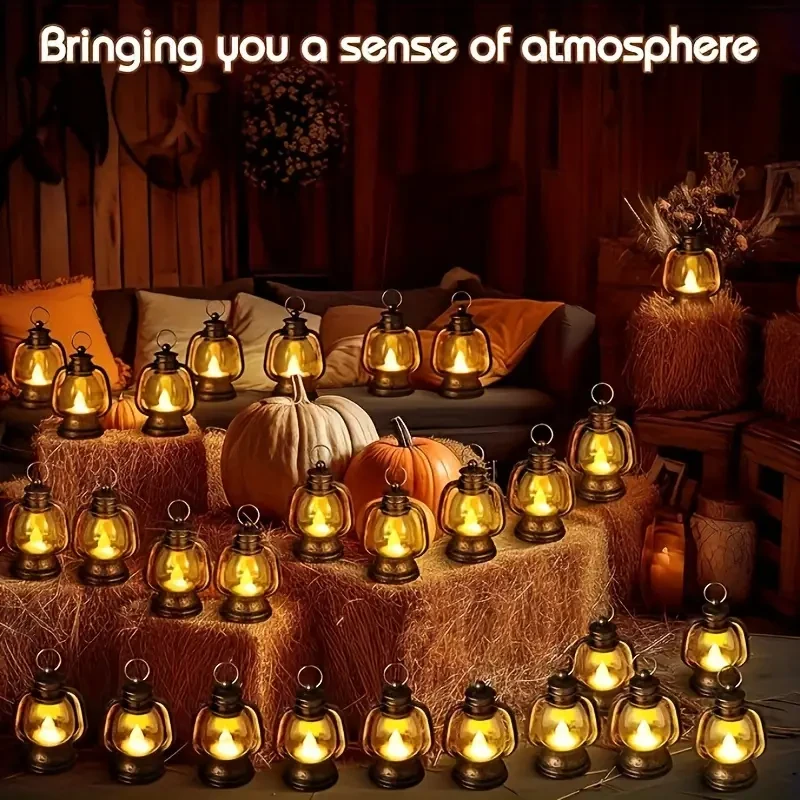 12 mini linternas vintage con vela LED parpadeante