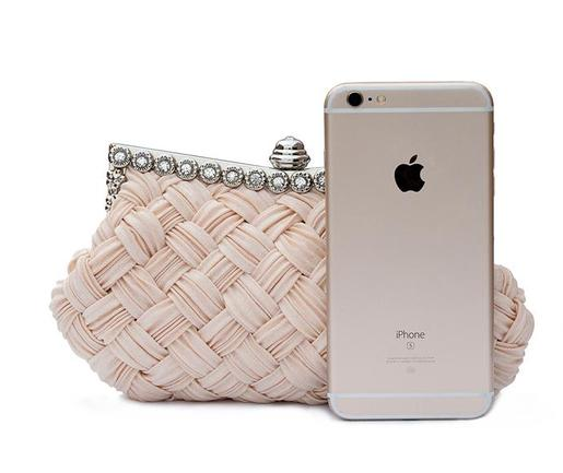 Bolso de boda, bolso de dama de honor, bolso de fiesta tejido con diamantes de imitación