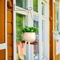 Macetas colgantes para plantas, bonitas macetas colgantes con forma de cara abatible, macetas para suculentas, macetas colgantes de pared para balcón, decoración para el hogar y el jardín.
