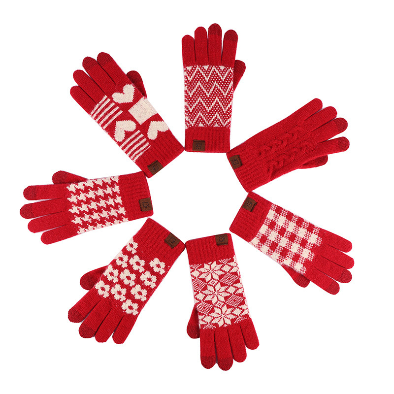 Guantes rojos festivos de Año Nuevo