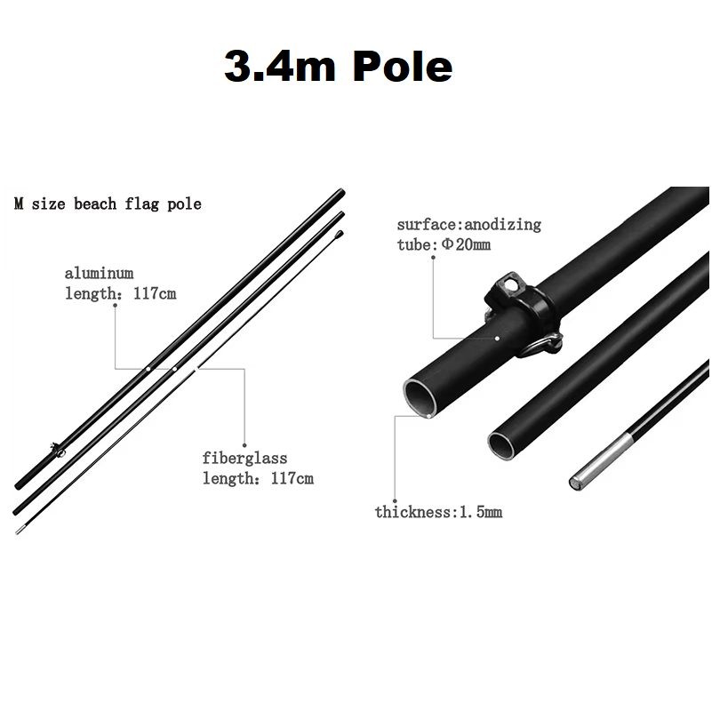 POLE - para bandera de plumas de 3,4 m