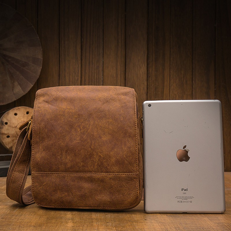 Bolso bandolera informal de negocios para hombre de piel de vaca de primera capa