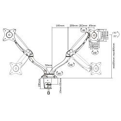 Soporte de escritorio LCD doble con contrapeso BRATECK de 13 a 27"