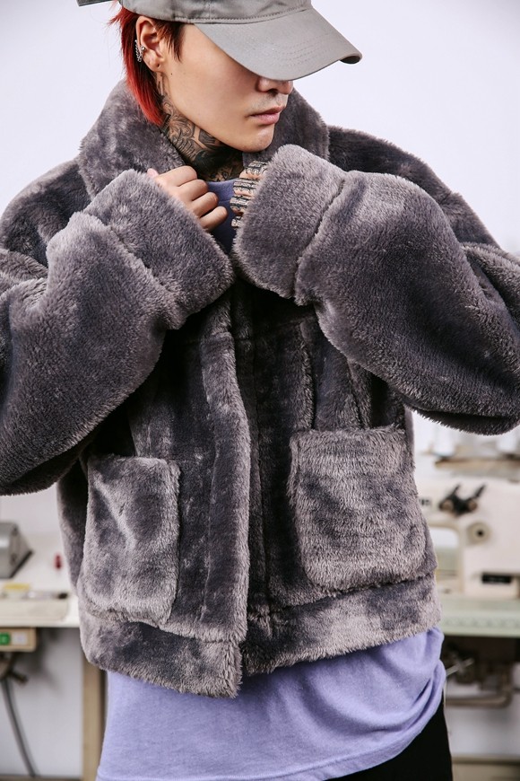 Chaqueta de felpa para parejas de otoño e invierno con silueta de marca de marea nacional retro de Hip Hop de los años 90 de INS OVERSIZE
