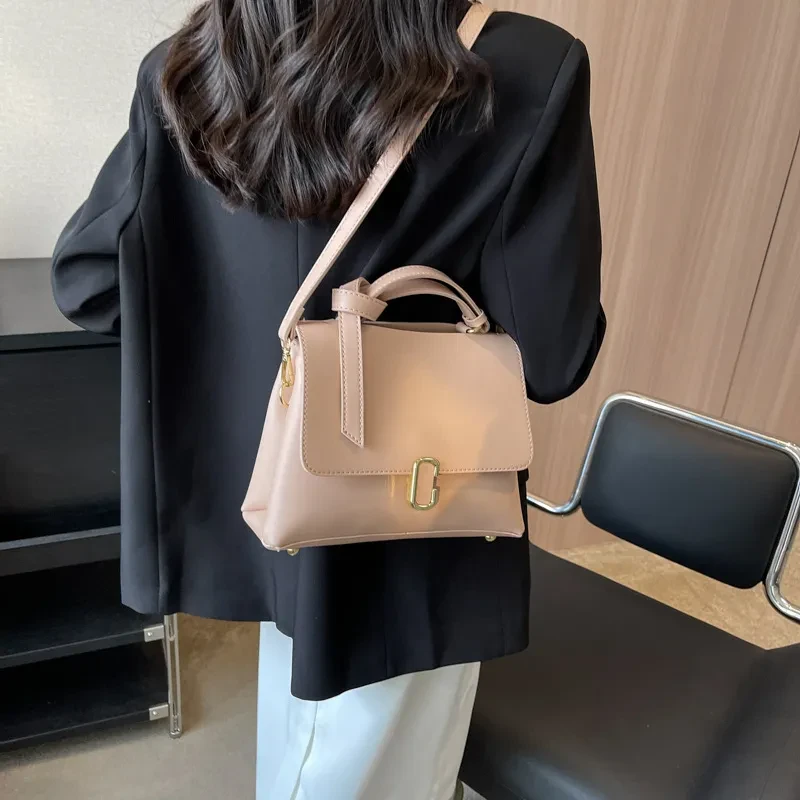 Bolso de hombro informal retro cuadrado pequeño esmerilado para mujer