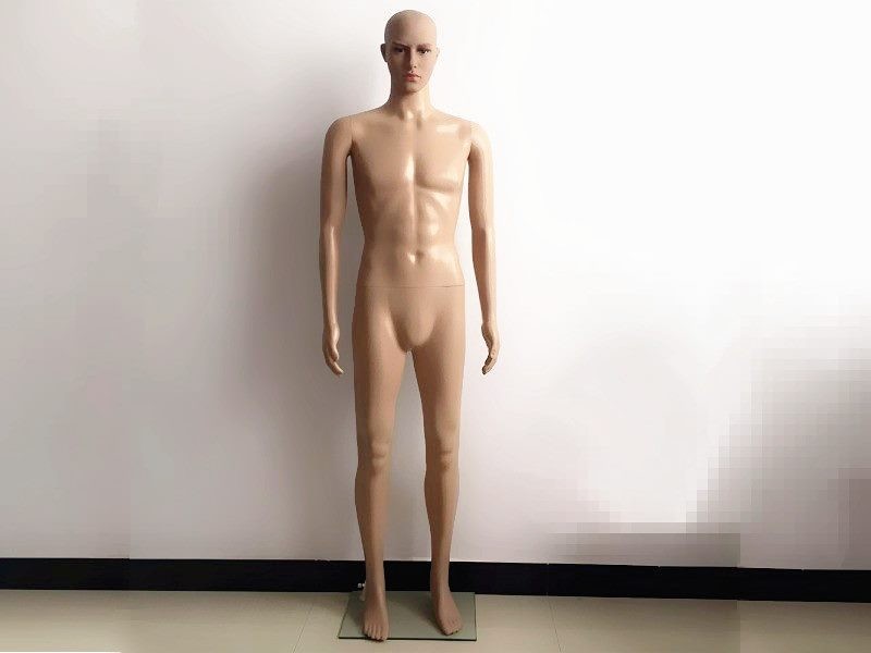 Maniquí masculino realista de 185 cm con base de metal y maquillaje, partes del cuerpo desmontables.
