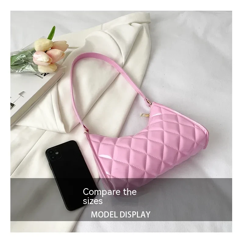 Bolso cuadrado pequeño con diseño de cuadros de diamantes para mujer