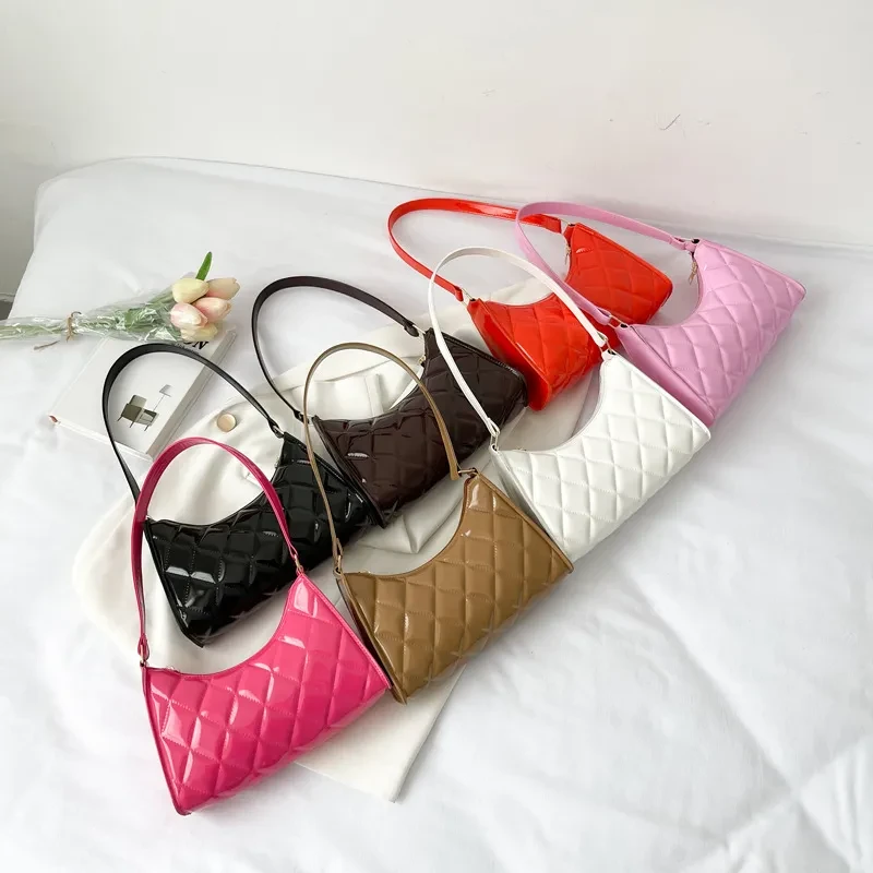 Bolso cuadrado pequeño con diseño de cuadros de diamantes para mujer