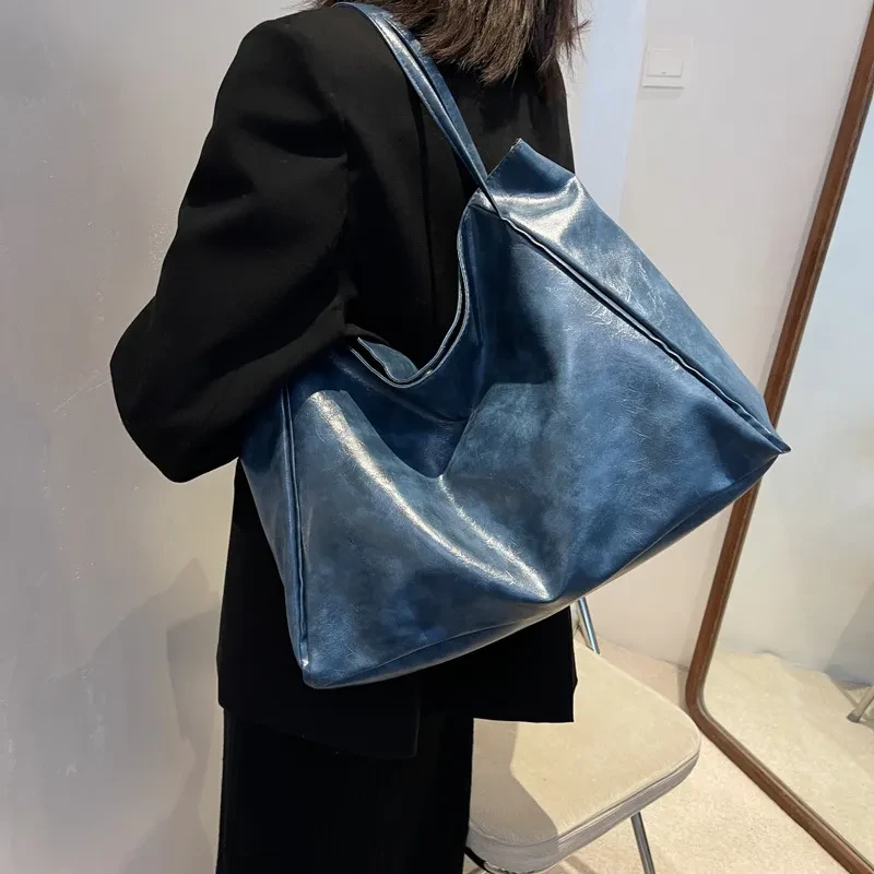 Bolso de mano retro de gran capacidad y estilo brillante para uso diario