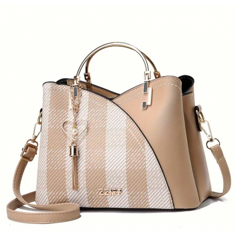 Bolso de mano de gran capacidad con colores contrastantes para mujer