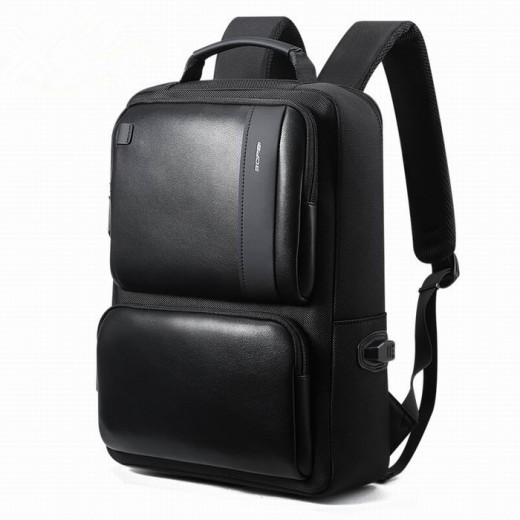 Mochila BOPAI de cuero negro, mochila universitaria para niños, mochilas antirrobo para hombres, bolsos de viaje, mochila de estilo coreano para hombres, mochila escolar