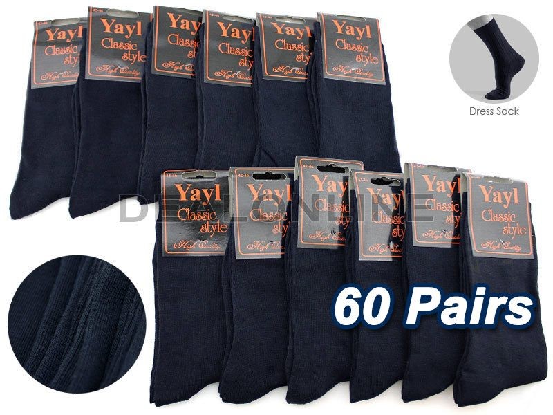 AL POR MAYOR - Calcetines de negocios (60 pares) Calcetines de vestir azul marino para hombre