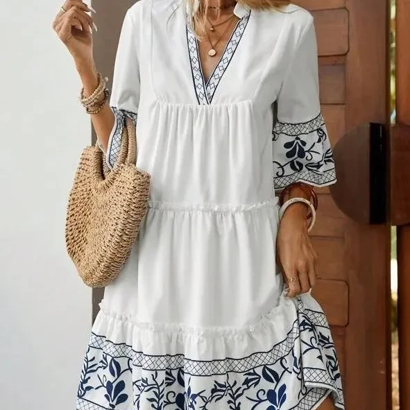 Vestido midi de mujer europea y americana