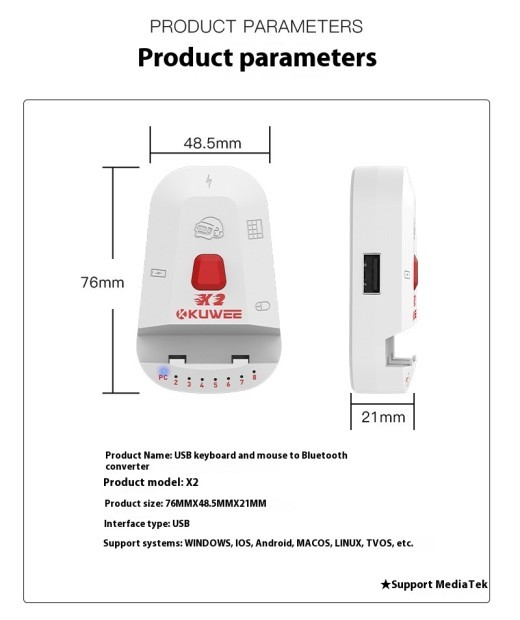Conexión de ratón con llave USB a ratón con llave Bluetooth para ordenador y teléfono móvil