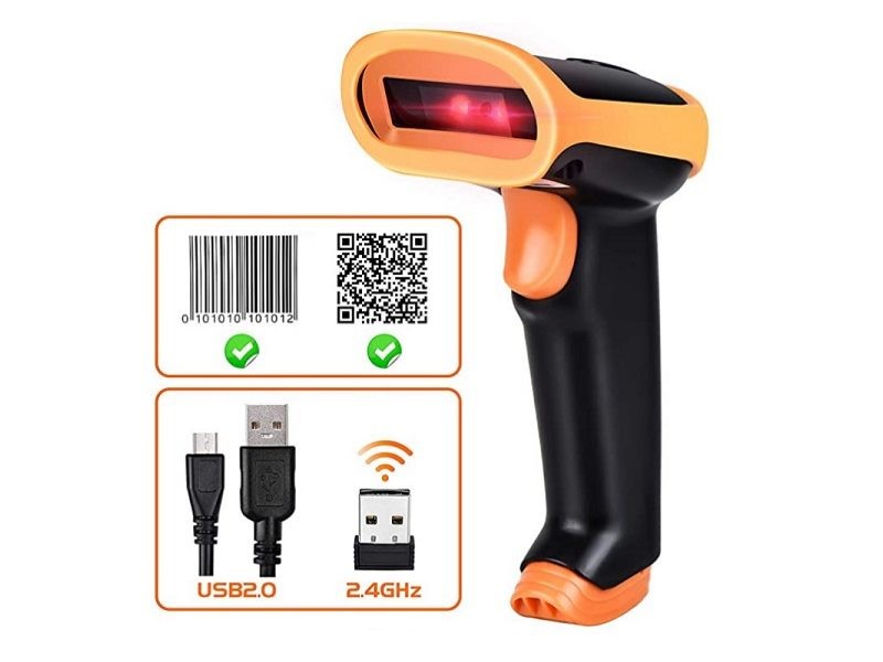 Escáner de código de barras láser inalámbrico/inalámbrico/inalámbrico/sin cable/código QR