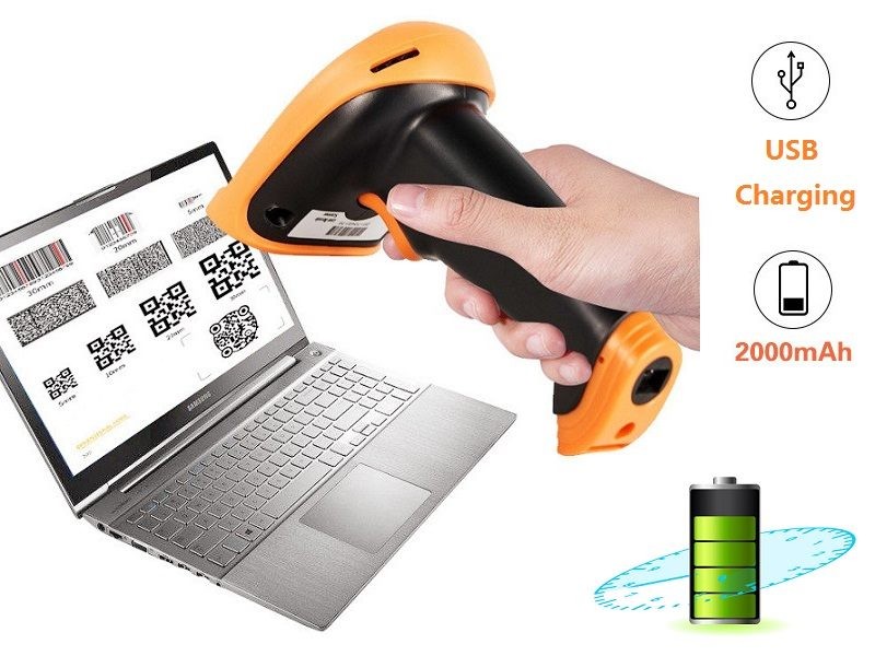 Escáner de código de barras láser inalámbrico/inalámbrico/inalámbrico/sin cable/código QR