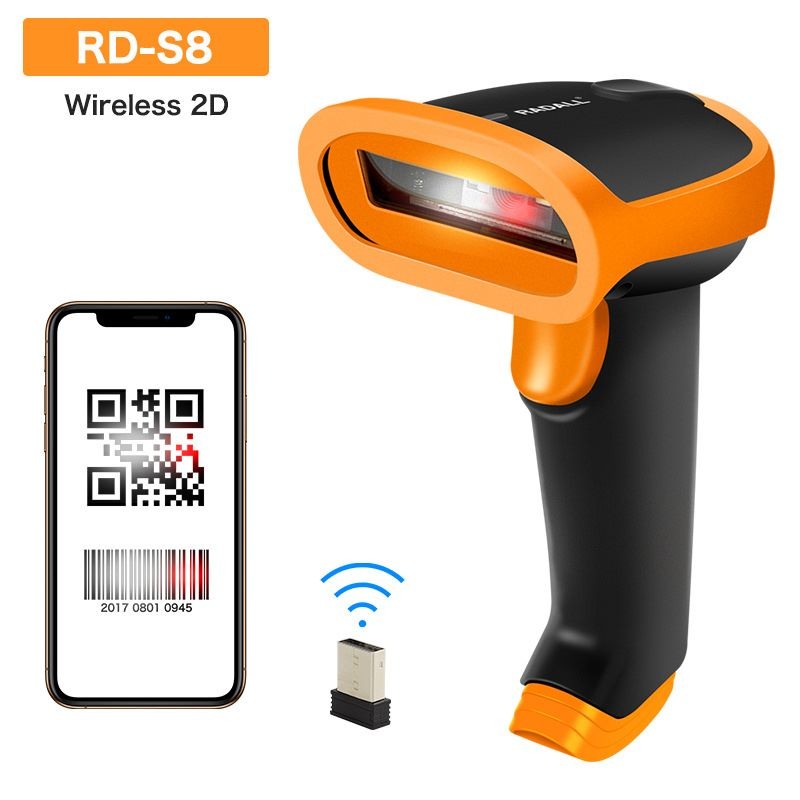 Escáner de código de barras láser inalámbrico/inalámbrico/inalámbrico/sin cable/código QR